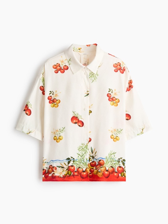 H&M Tops - NWT (P-19”/size XS) H&M Tomato OVERSIZED LINEN-BLEND SHIRT
